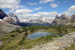 49 Hungabee Lake, Odaray Mountain, Mount Stephen, Cathedral Mountain and Vanguard Peak, Wiwaxy Peaks From Opabin Highline Trail Near Lake O-Hara